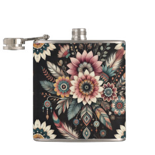 Abendliche Boho-Blüten Flachmann