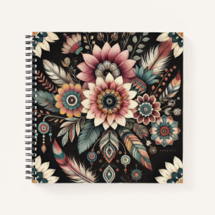 Abendliche Boho-Blüten Notizblock