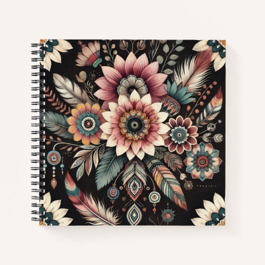 Abendliche Boho-Blüten Notizblock (Vorderseite)