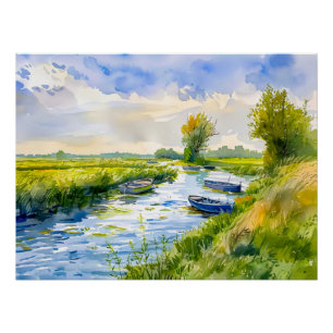 Abendliche Ruhe – Boote auf der Havel Poster