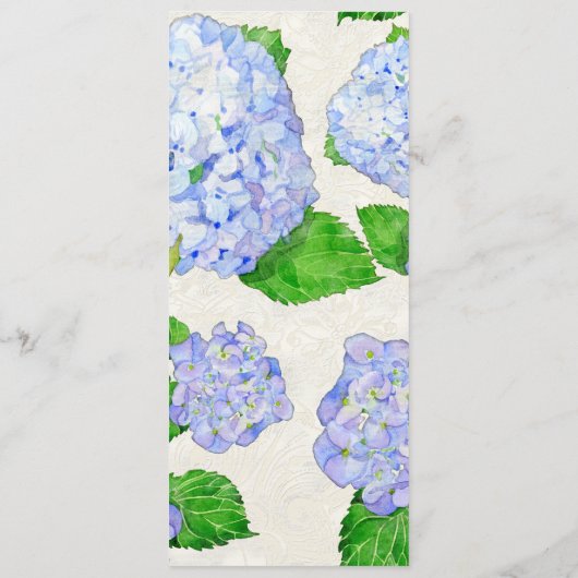 Abendmenü - Blue Hydrangea Lace Floral Formal Menükarte (Rückseite)