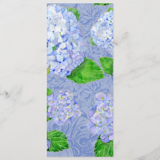 Abendmenü - Blue Hydrangea Lace Floral Formal Menükarte (Rückseite)