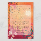 Abendmenü für die Hochzeitsfeier auf 2 Seiten Menükarte (Rückseite)