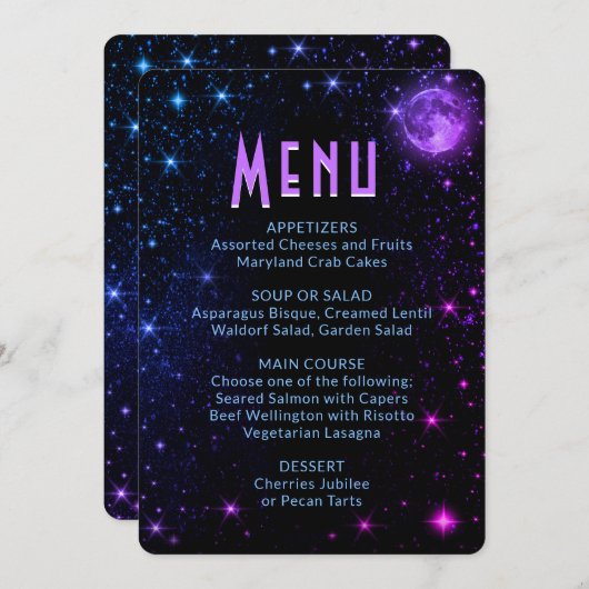 Abendmenü | Galaxy Menükarte (Vorne/Hinten)