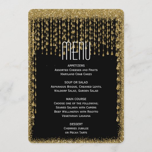 Abendmenü | Modernes Gold Black Menükarte (Vorderseite)