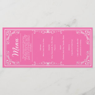 Abendmenü - Rosa Prinzessin Quinceañera Menükarte