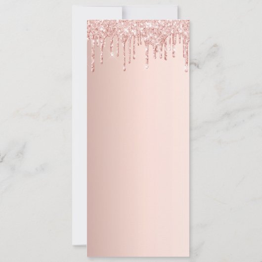 Abendmenü Rose Gold Glitzer Karte (Rückseite)