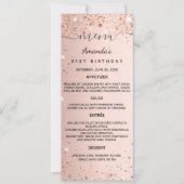 Abendmenü Rose Gold Glitzer Karte (Vorderseite)