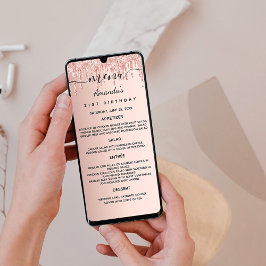 Abendmenü Rose Gold Glitzer Karte