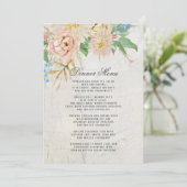 Abendmenü Sommer Wasserfarbe Blush Blumenblätter Menükarte (Stehend Vorderseite)