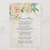 Abendmenü Sommer Wasserfarbe Blush Blumenblätter Menükarte (Vorderseite)