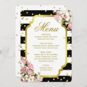 Abendmenü | Streifen, Rose, Confetti Menükarte (Vorne/Hinten)