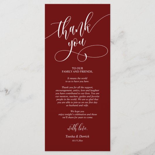 Abendplatz Einstellung Danke, Kalligraphie Karten (Vorderseite)