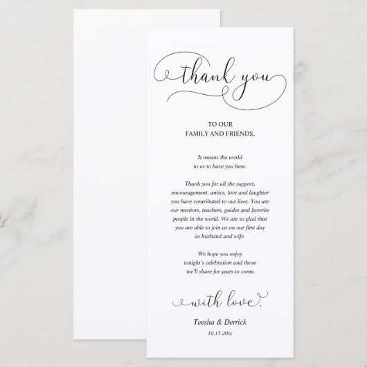 Abendplatzwand dank Kalligraphie Karte (Vorne/Hinten)