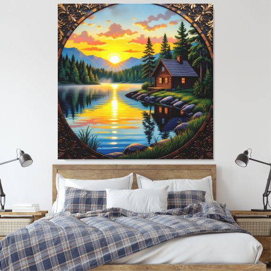 Abendruhe am See Leinwanddruck (Insitu (Schlafzimmer))