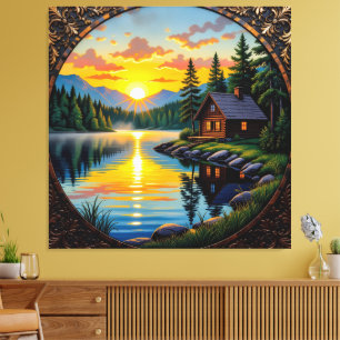 Abendruhe am See Leinwanddruck