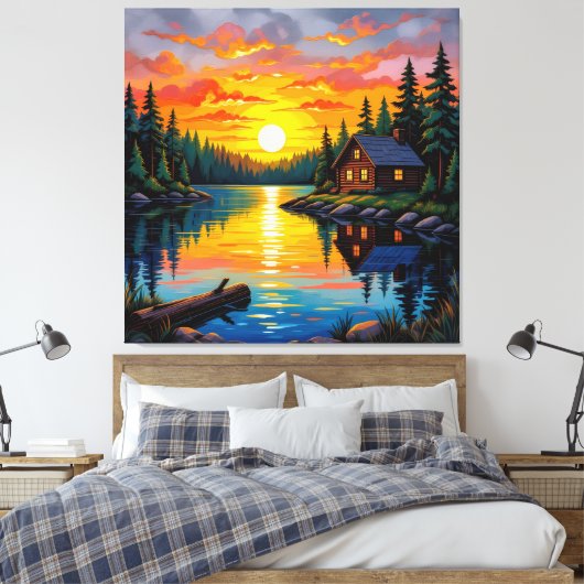 Abendruhe am See Leinwanddruck (Insitu (Schlafzimmer))