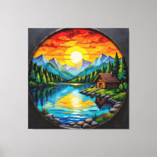 Abendruhe am See Leinwanddruck