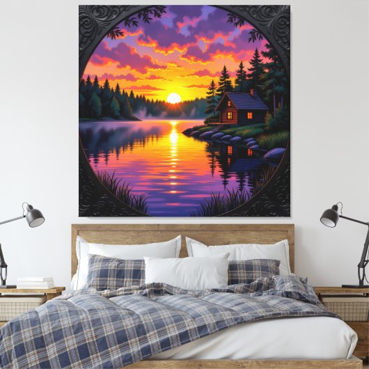 Abendruhe am See Leinwanddruck (Insitu (Schlafzimmer))