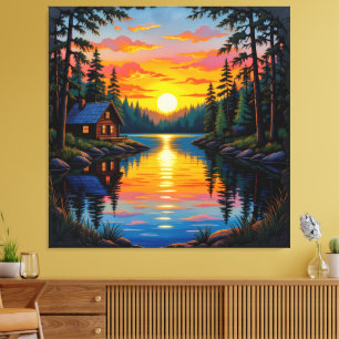 Abendruhe am See Leinwanddruck