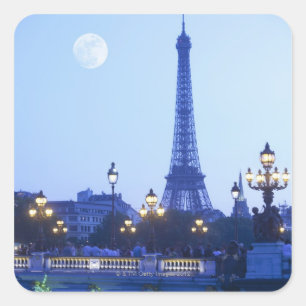 Abends-Ansicht von Eiffel-Turm Quadratischer Aufkleber