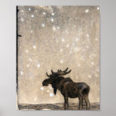 Abends den Elch ins Schnee springen - John Bauer Poster (Vorne)