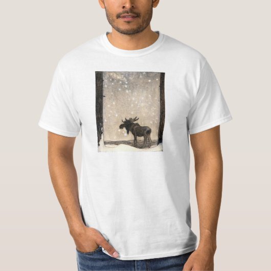 Abends den Elch ins Schnee springen - John Bauer T-Shirt (Vorderseite)