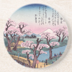 Abends-Glühen an Koganei Brücke, Ando Hiroshige Sandstein Untersetzer