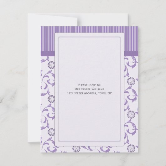 Abends-Hochzeits-Einladung im Lavendel-Muster Einladung (Rückseite)