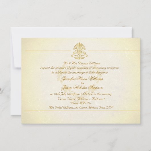 Abends-Hochzeits-Einladungs-Vintages Einladung (Vorderseite)