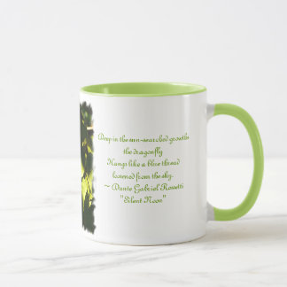 Abends-Licht mit Mosaik-Libelle/Gedicht Tasse