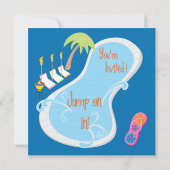 Abends-Retro Pool-Party Einladungen (Rückseite)