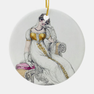 Abendskleid oder Hochzeitskleid, Modeplatte von Keramik Ornament