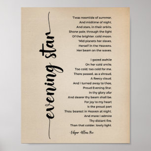 Abendstern-Gedicht Edgar Allan Poe Vintage Poster