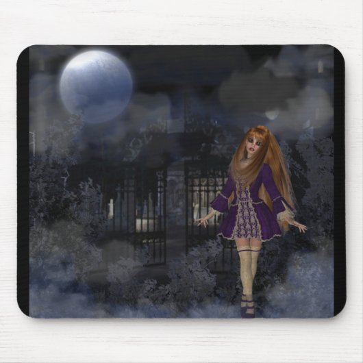 Abendstroll-gotisches Fantasieredhead-Mädchen Mousepad (Vorne)