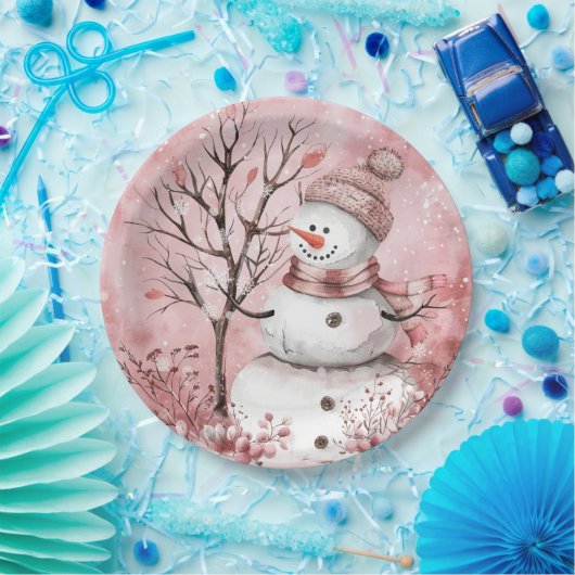 Abendteller Snowman Pappteller (Party)