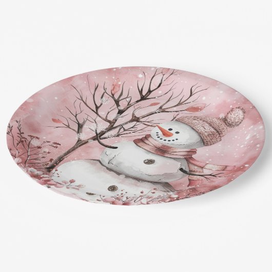 Abendteller Snowman Pappteller (Schrägansicht)