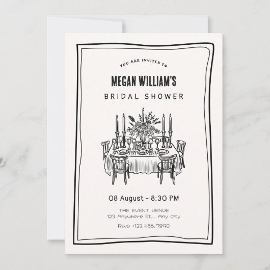 Abendtisch Brautparty Einladung (Vorderseite)