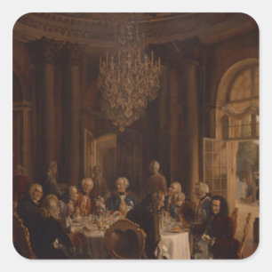 Abendtisch in Sanssouci, 1850 Quadratischer Aufkleber