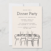 Abendtisch Party Moderne, einfache Linie Zeichnend Einladung (Vorderseite)