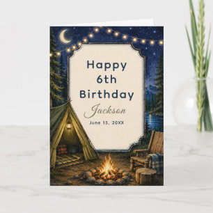 Abenteuer am Lagerfeuer Wald Geburtstag Karte