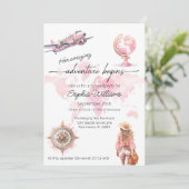 Abenteuer auf dem Party Weltreisen beginnt Einladung (Stehend Vorderseite)