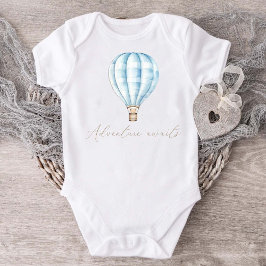 Abenteuer Awaits Blue Hot Air Ballon Baby Strampler