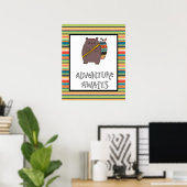 Abenteuer Awaits Boho Bear Kinderzimmer Art Poster (Heimbüro)