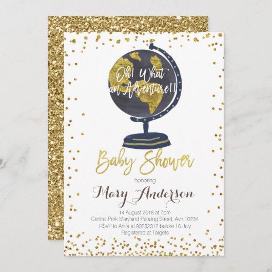 Abenteuer-Babyparty-Einladungs-Junge Einladung (Vorne/Hinten)