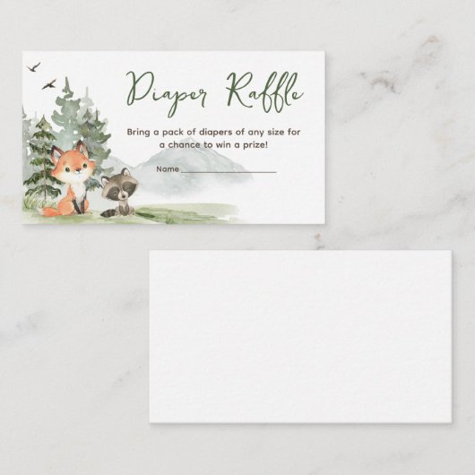 Abenteuer Begin Woodland Animals Windeln Raffle Begleitkarte (Vorne/Hinten)