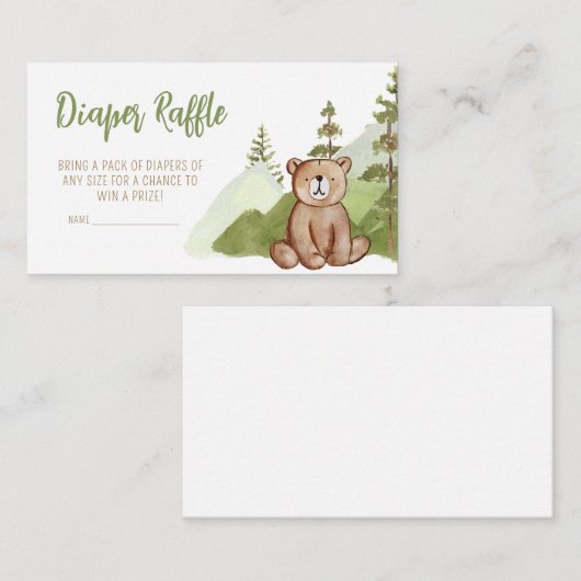 Abenteuer Begin Woodland Babydusche Windeln Raffel Begleitkarte (Vorne/Hinten)