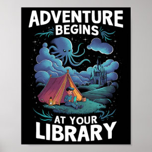 Abenteuer beginnen in Ihrer Bibliothek Buchliebhab Poster