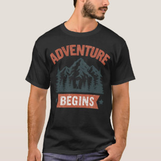 Abenteuer beginnen Vintage Wandern Camping Outr Fa T-Shirt