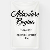 Abenteuer beginnt 1. Geburtstag Name Datum einfach Banner (Vertikal)